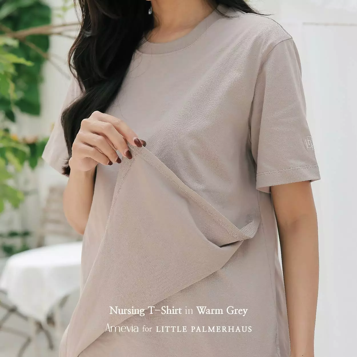 Little Palmerhaus - LPH x AMEVIA Nursing T-Shirt (Kaos Ibu Menyusui) Warm Grey