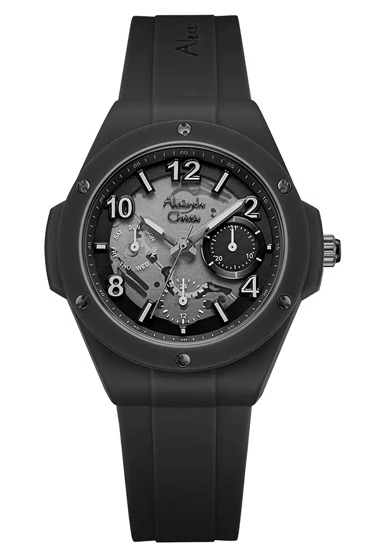 Alexandre Christie - Female Analog Watches - Jam Tangan Chronograph Wanita - Black - Rubber Strap - 2A02 BFRIGBA