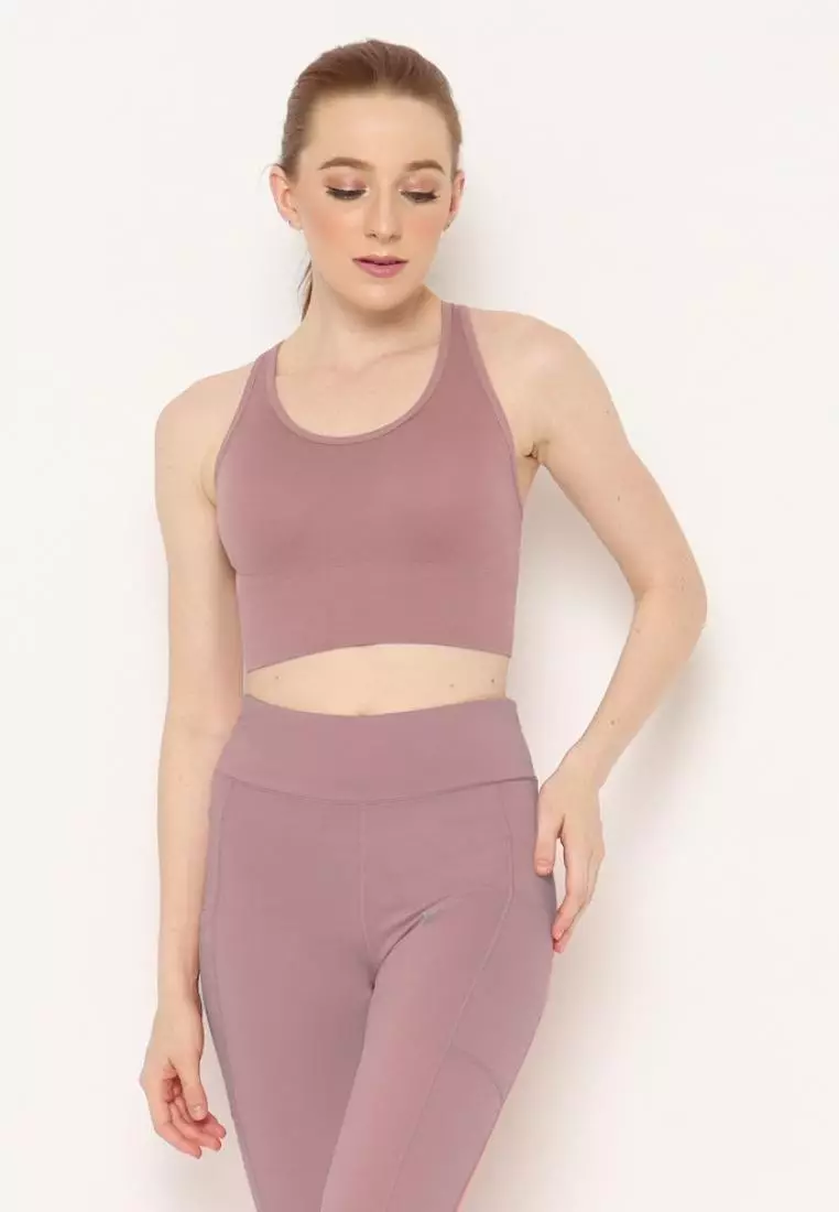 Fitwear - SportBra Olahraga Wanita RIN RIBBED CROP HOOK - Taro