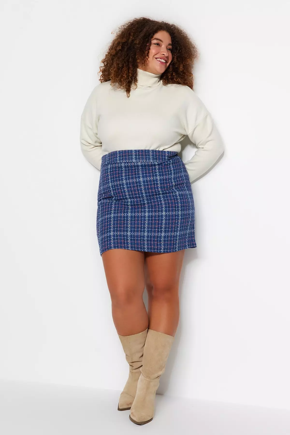 Buy Trendyol Plus Size Blue Checked Skirt 2024 Online ZALORA