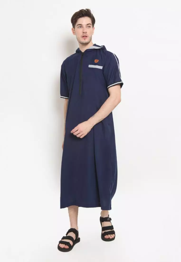 Zayidan Gamis Jubah Muslim Pria Atha Hoodie - Navy