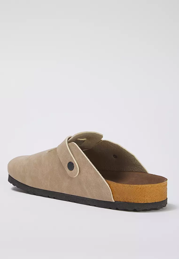 Beige Closed Front Buckle Men's Sabo Slippers Takss25Te00008