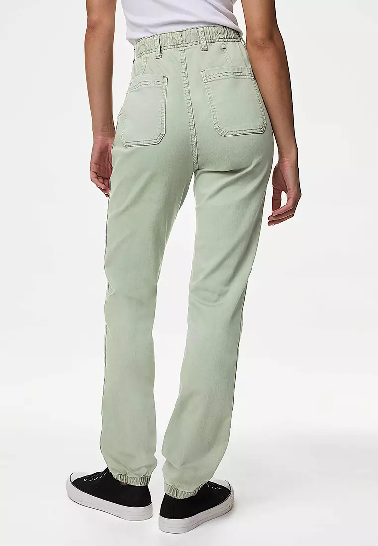 Cotton Blend Slim Fit Ankle Grazer Joggers