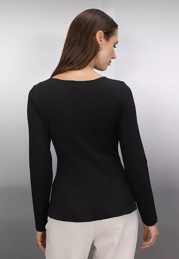 Boat Neck Peplum Blouse