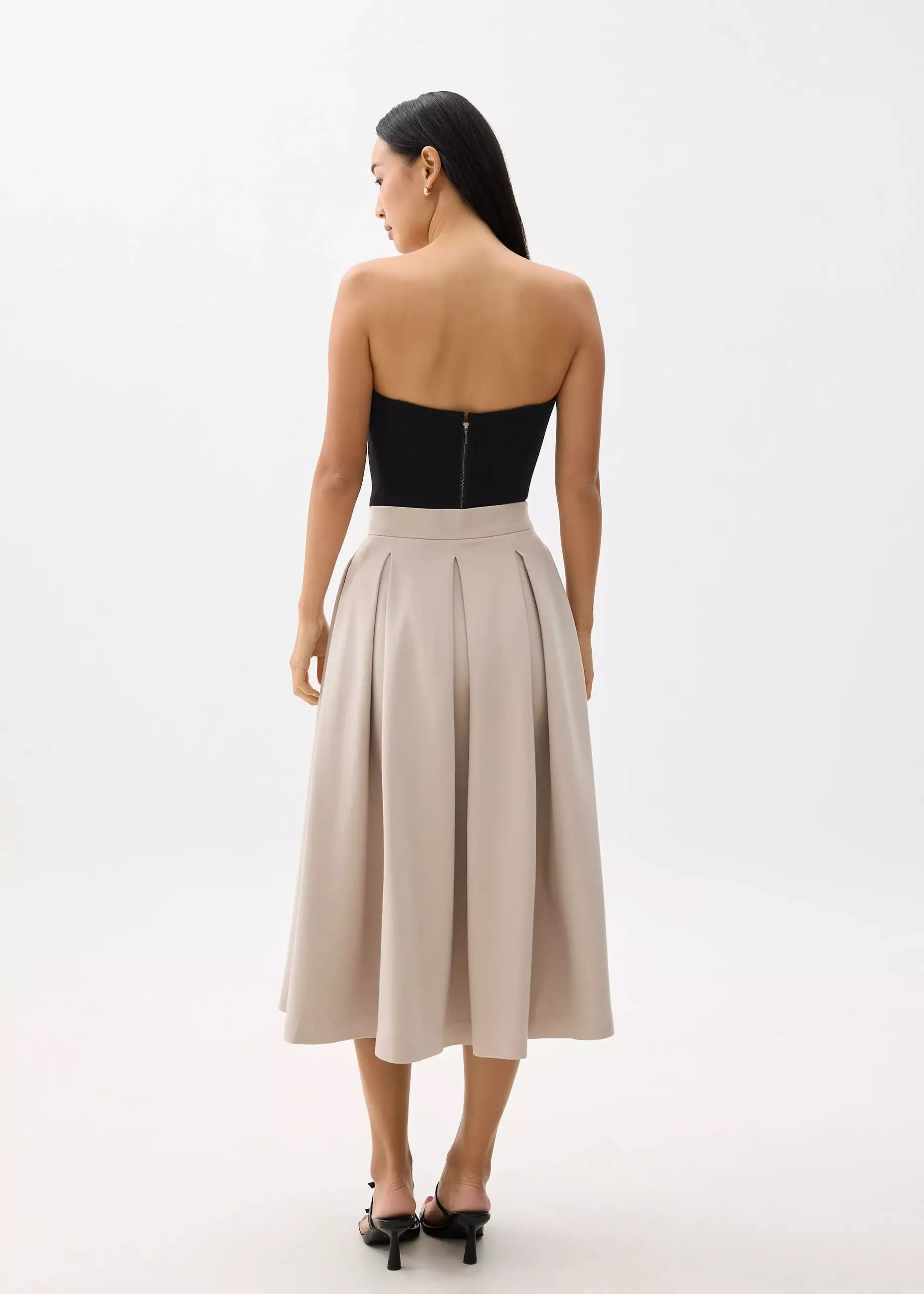 Rok Wanita - Lara Elastic Reversible Pleated Midi Skirt