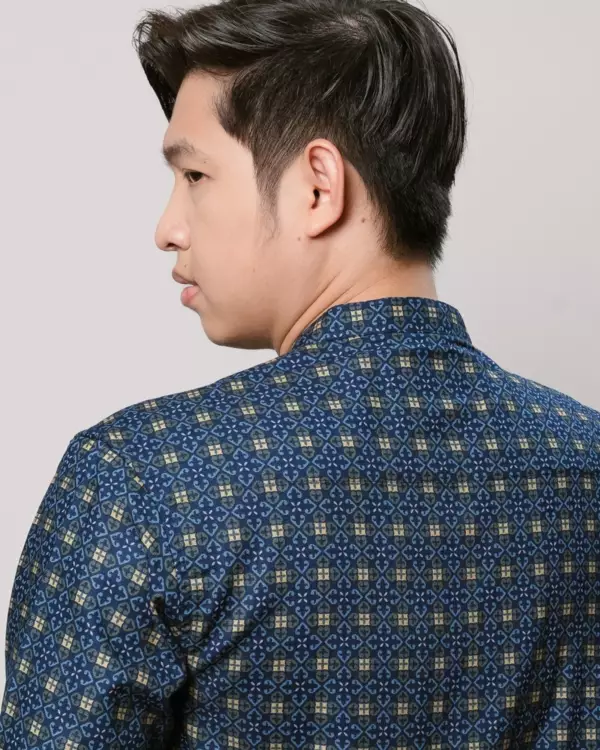 AMK Kemeja Koko Pria Lengan Panjang KK Yazan Ls Series Warna Navy Blue