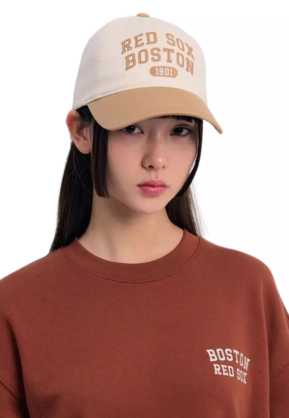 Cursive Logo Color Block Unstructured Cap - Boston Beige