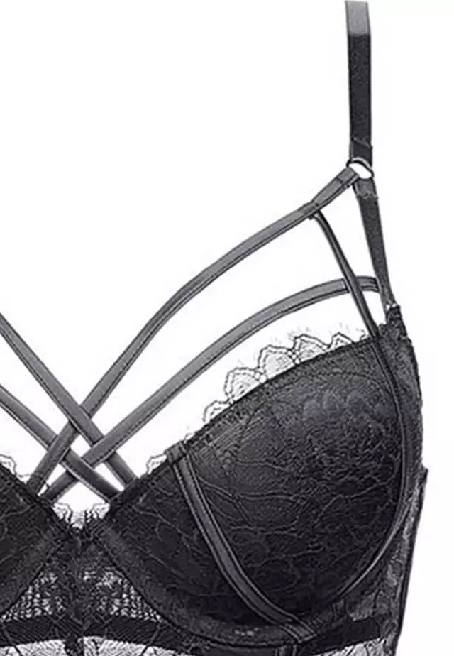 Lace Slim-Fit See-Through One-Piece Teddy with Bra CA123106BK