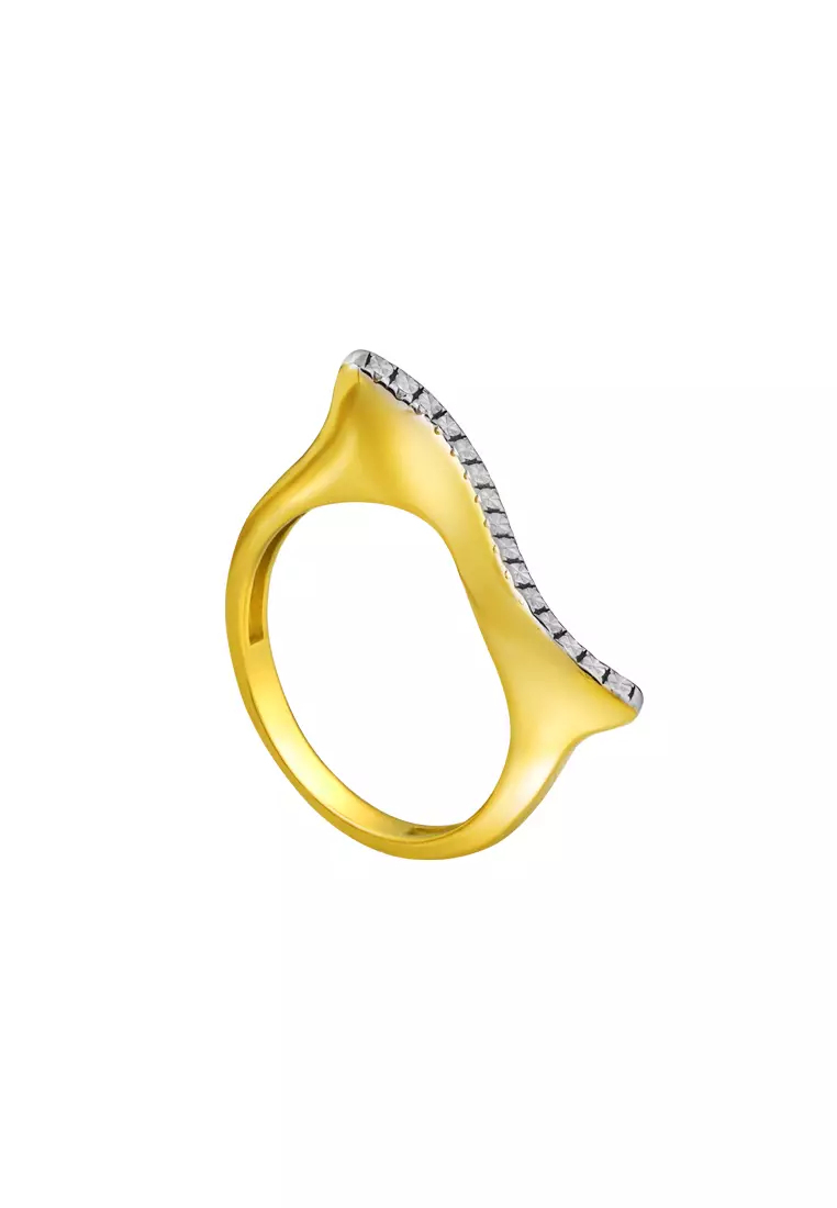TOMEI Diamond Cut Collection Wavy Ring, Yellow Gold 916