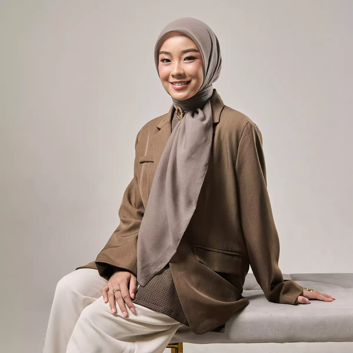 [New Collectio] ZM Zaskia Mecca - Hijab Paris Premium Parissa Brunette | Bahan Adem, Fine Stitch, Mudah Dibentuk & Classy