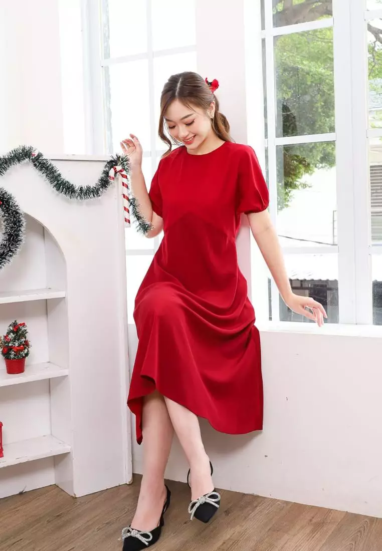 Clementine Midi Dress in Red