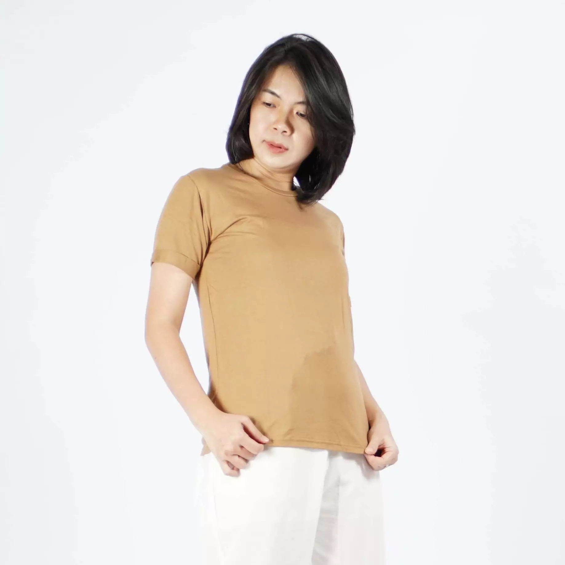  ALEXA TOP Kaos Wanita Lengan Pendek Casual TShirt Wanita - Coklat Tua