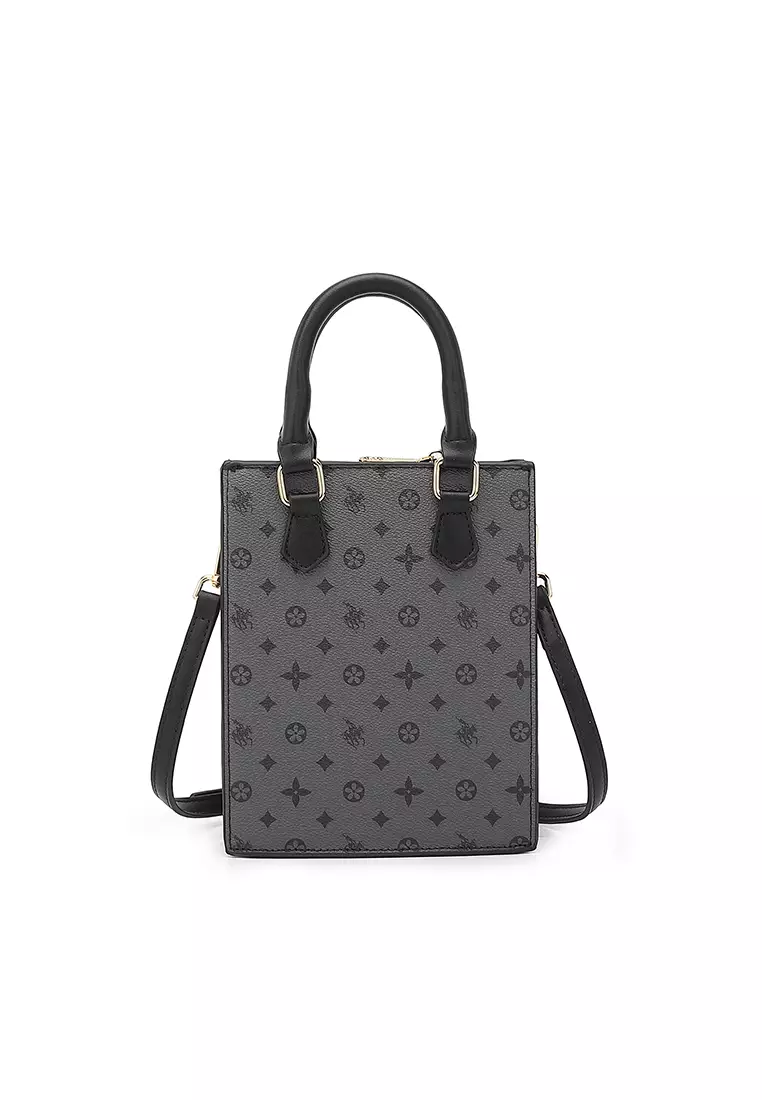 Women's Monogram Top Handle Bag / Sling Bag / Crossbody Bag (Tas Selempang / Tas Tangan) - Hitam