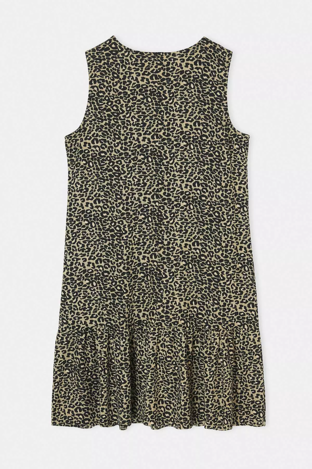 Green Printed Zero Sleeve Flounces Shift Mini Stretchy Knitted Plus Size Dress Tbbss24Ah00131