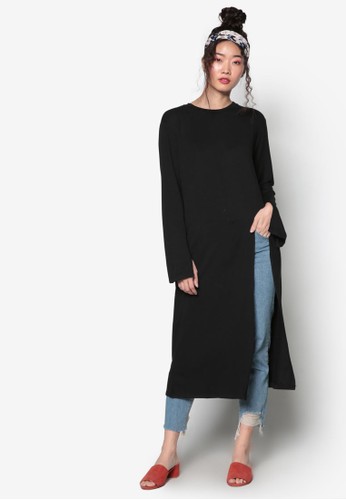 韓系風格開衩細節裙擺長袍, 服飾esprit outlet 家樂福, 上衣
