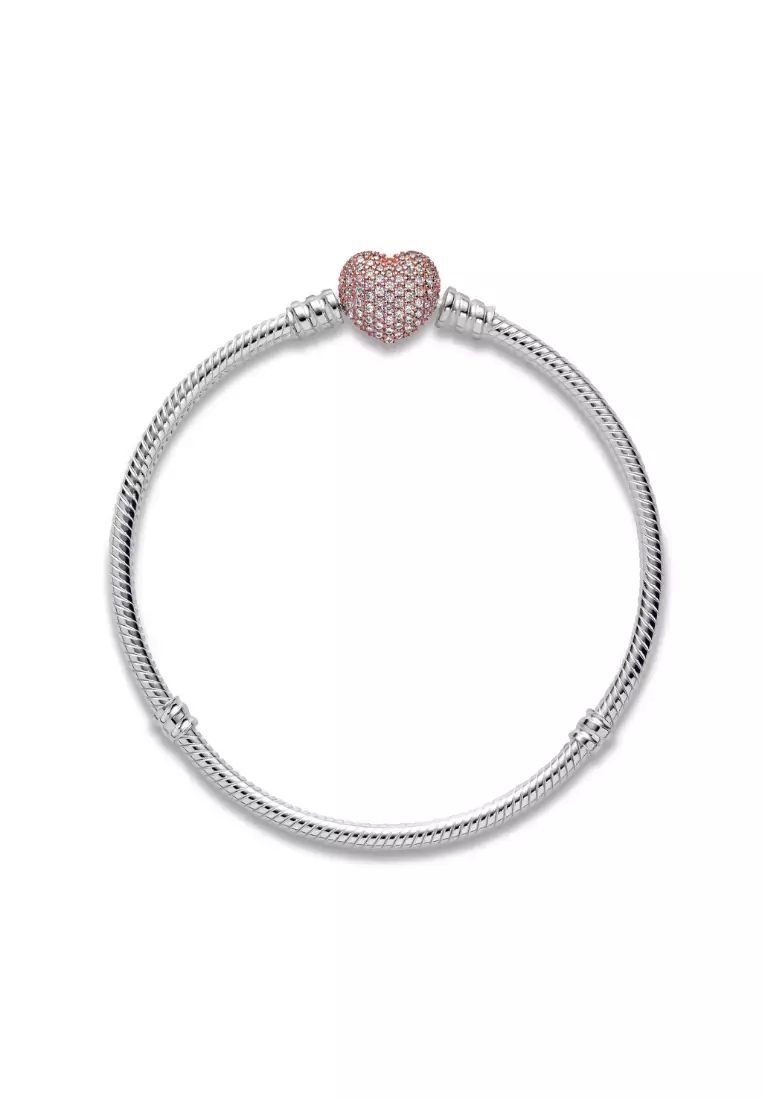 Moments Pavé Heart Clasp Snake Chain Bracelet