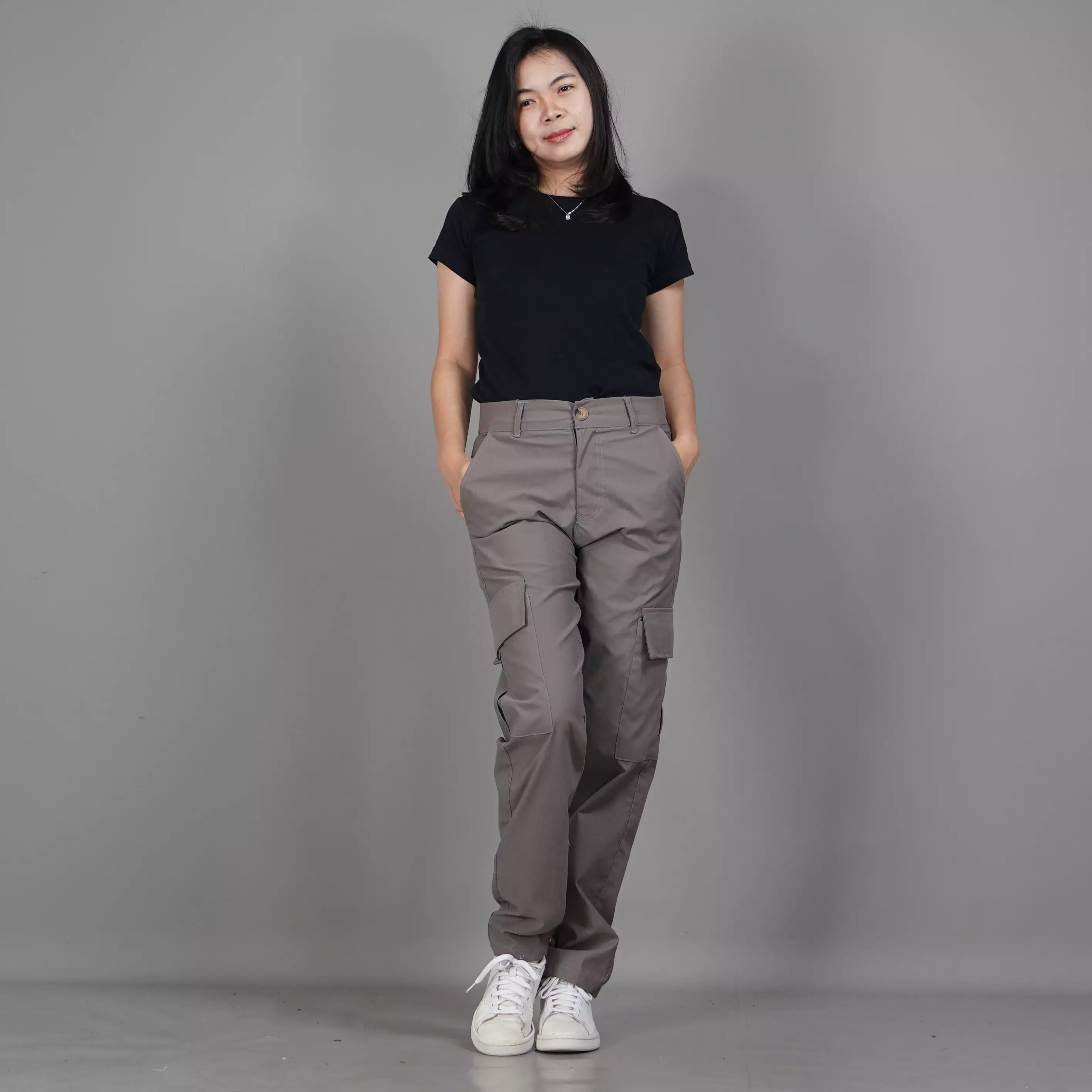  RAYSA Celana Cargo Wanita Cargo Pants Wanita - ABU MUDA