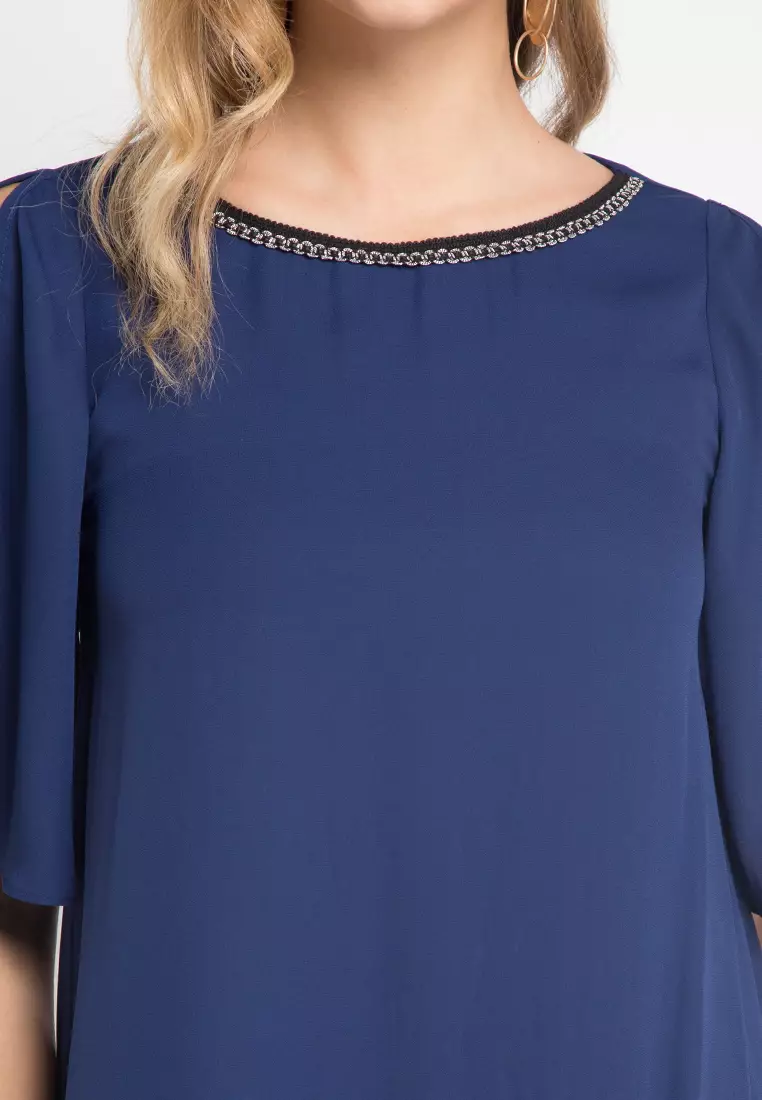 Perforated Sleeves Girly Dress