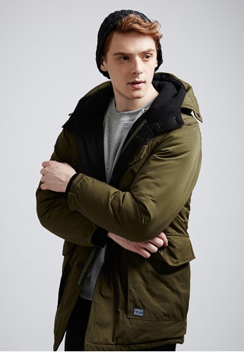 冬季必備。暖鋪棉。連帽外套-07383-軍綠,zalora 包包評價 服飾, 外套