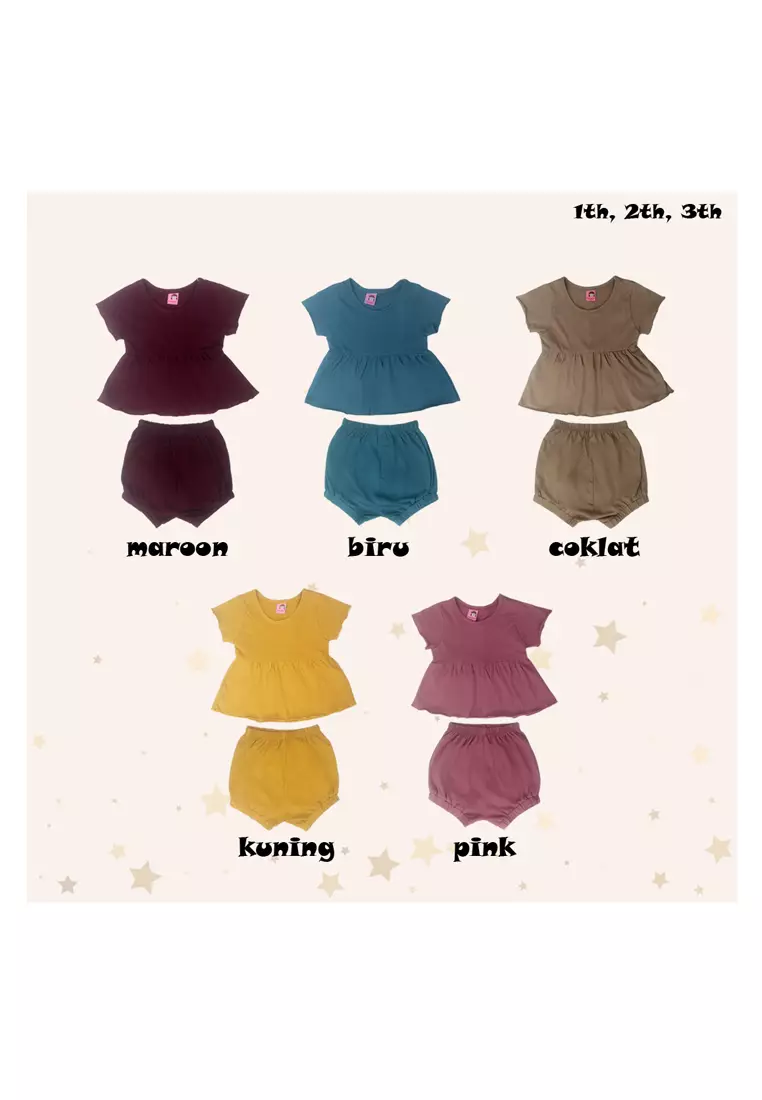 Two Mix - Setelan Anak Perempuan Bahan Kaos Katun Combed Usia 1-3 Tahun 4267