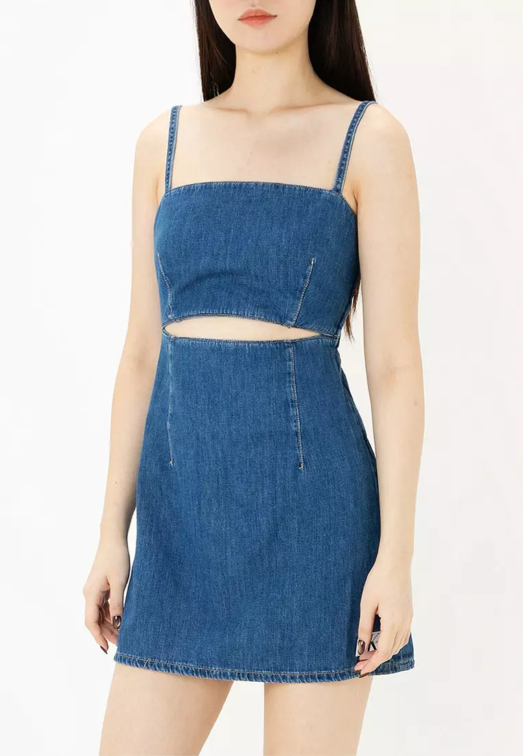 Buy Calvin Klein Tie Back Denim Mini Dress Calvin Klein Jeans