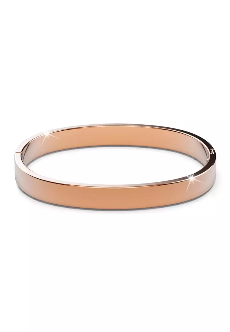 Serena Solid Flat Hinged Bangle in Rose Gold