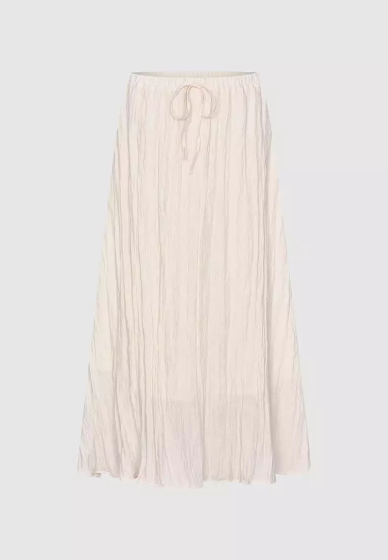 Drawstring Textured Midi Skirts