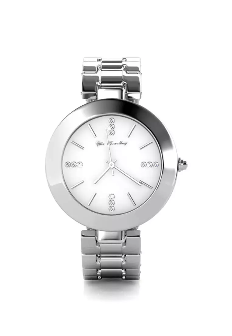 White gold plated top watch