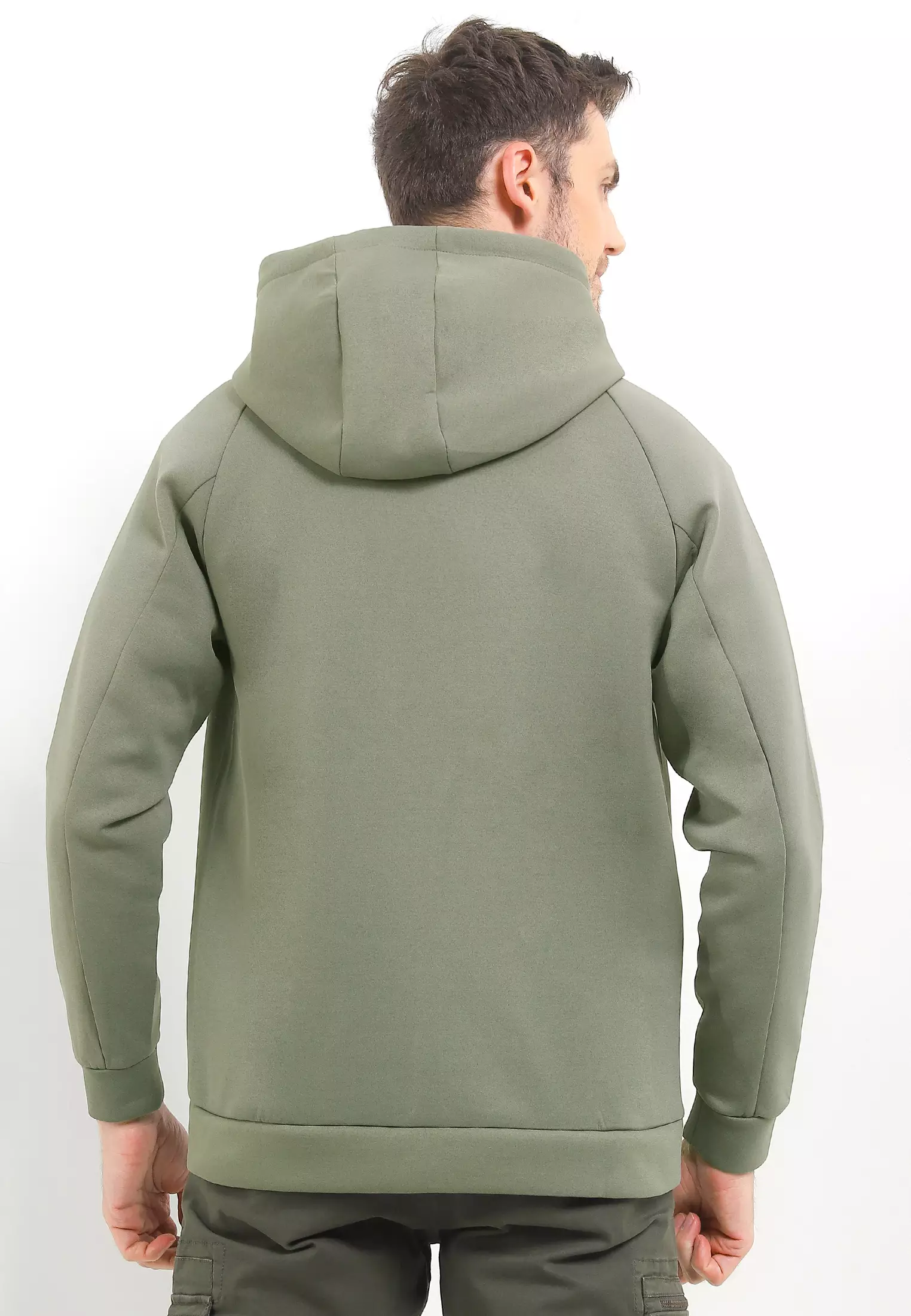 Cressida Pullover Hoodie Basic Zipper A176G - Green