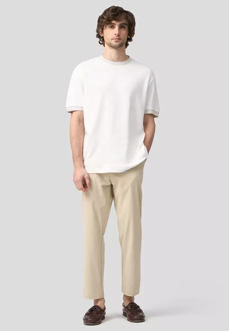 Regular Fit T-Shirt With Multiple Contrast Tipping Detail In Textured Knit