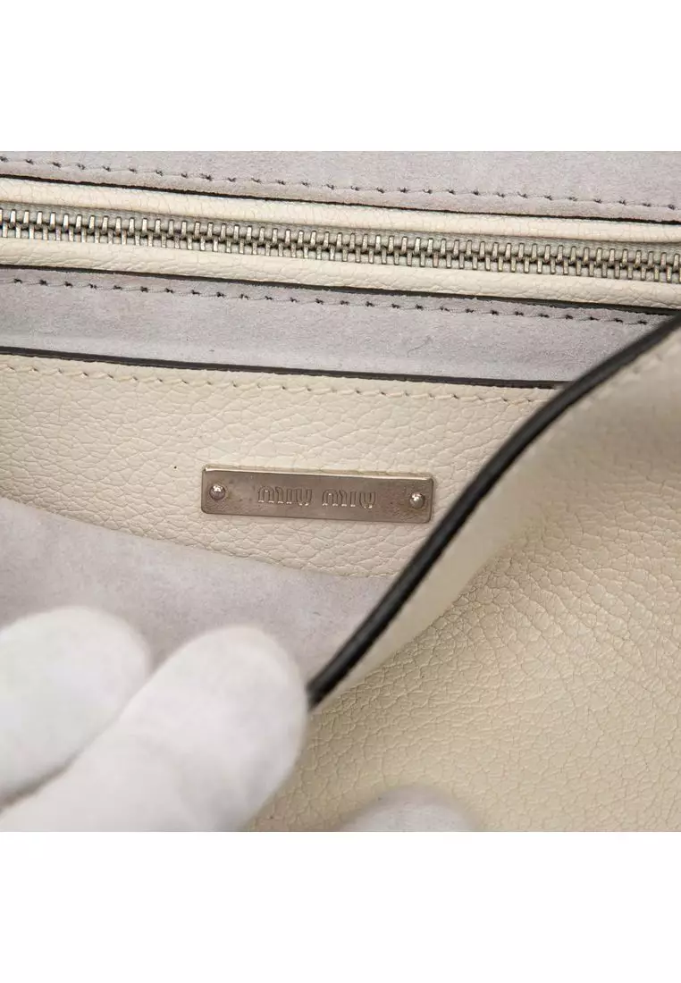 Pre-Loved Miu Miu Goatskin Madras Soft Calf Crystal Embellished Crossbody