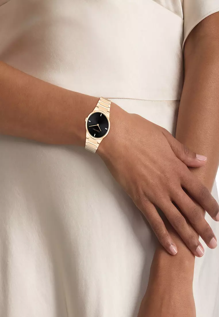 Women's Ionic Plated Rose Gold Steel & Quartz Basic Slim Watch - CK25100086