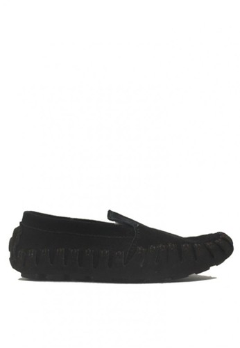 D-Island Shoes Slip On Moccasin Genuine Leather Black