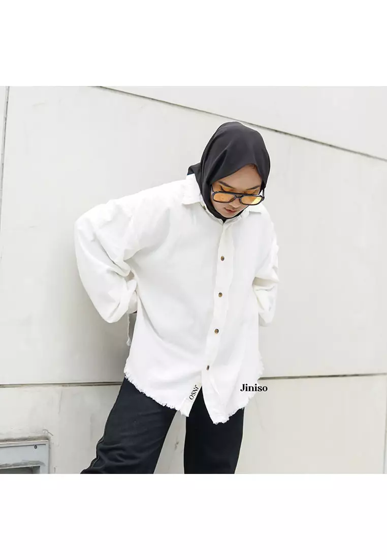 Kemeja Denim Raw Oversize Unisex HYPER ACTIVE