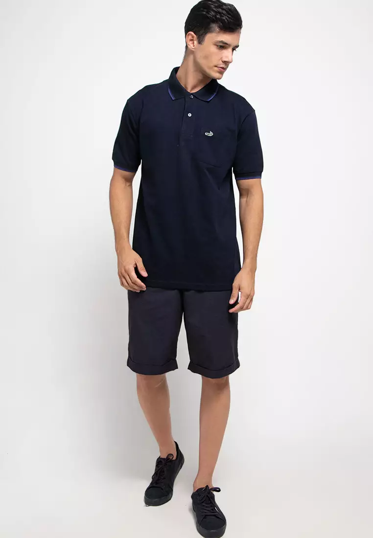 Crocodile COLE Midnight Blue Baju Kaos Kerah Pria Men Polo Relax Fit