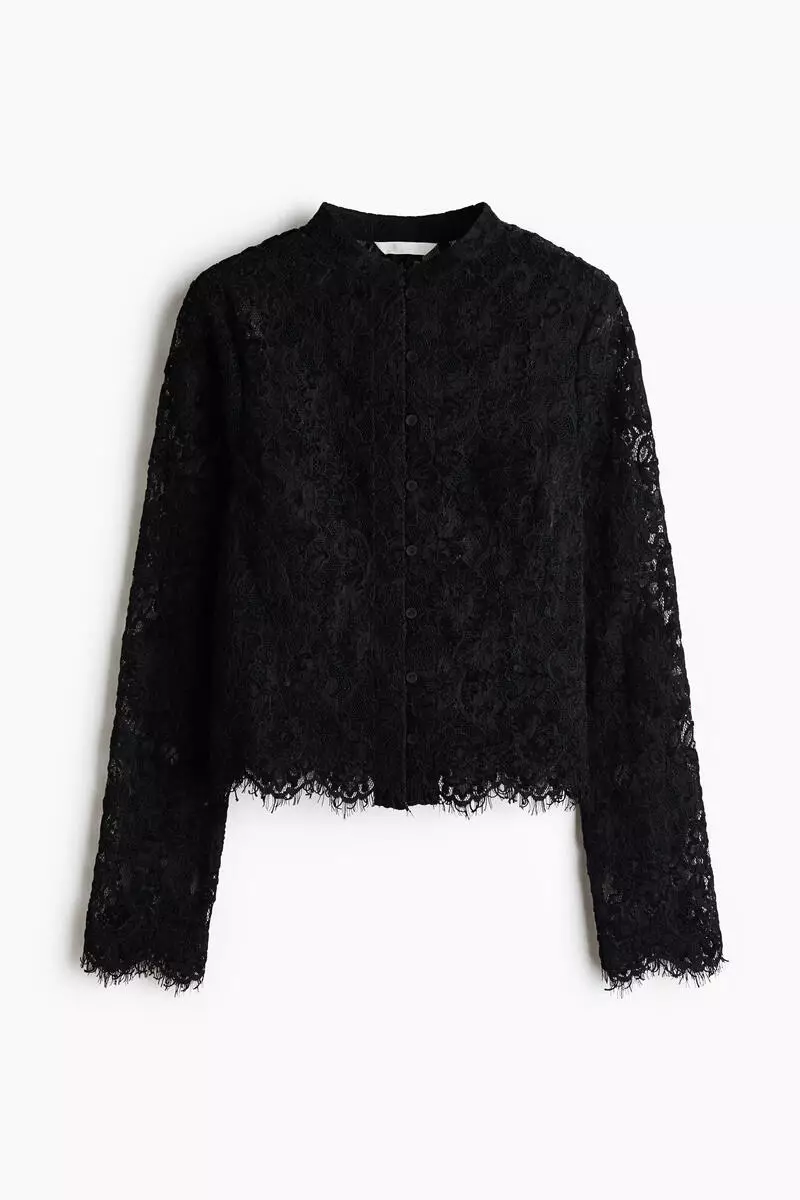 Button-front lace top