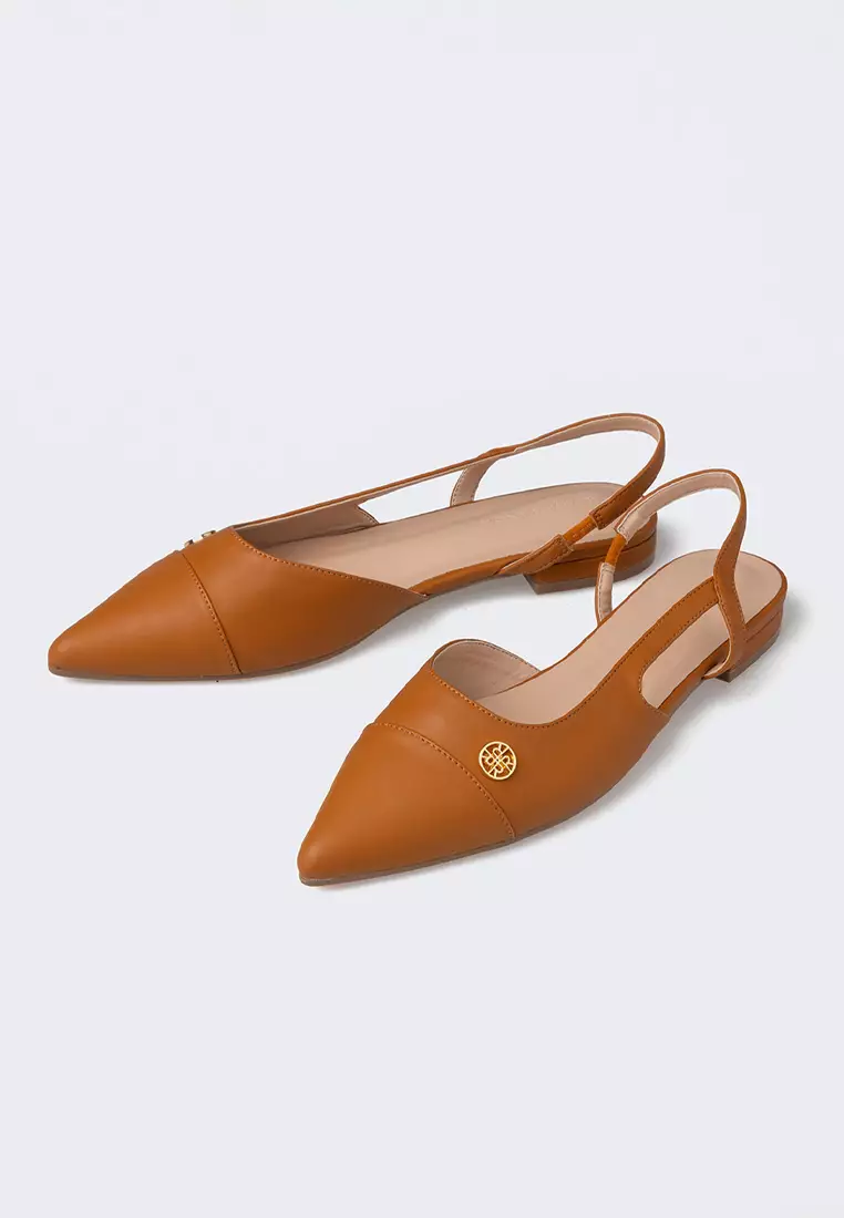 Ria Miranda Almond Brown Siena Slingback Flats