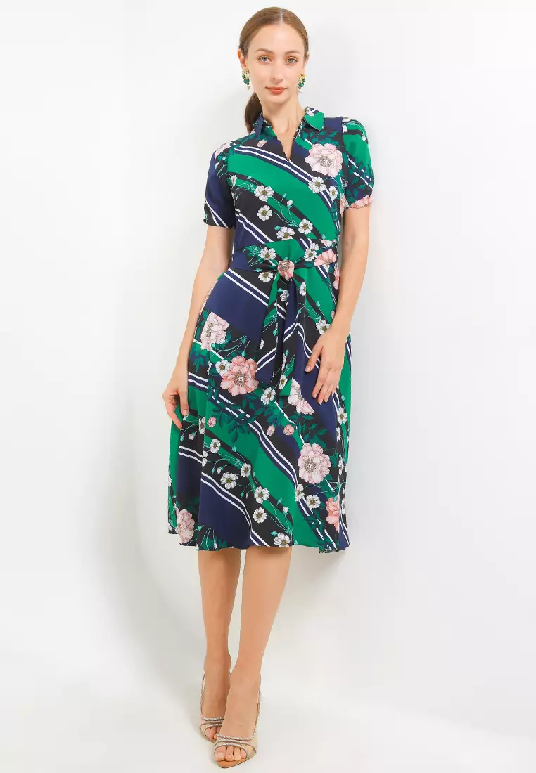 Jessica Dress-Green Print