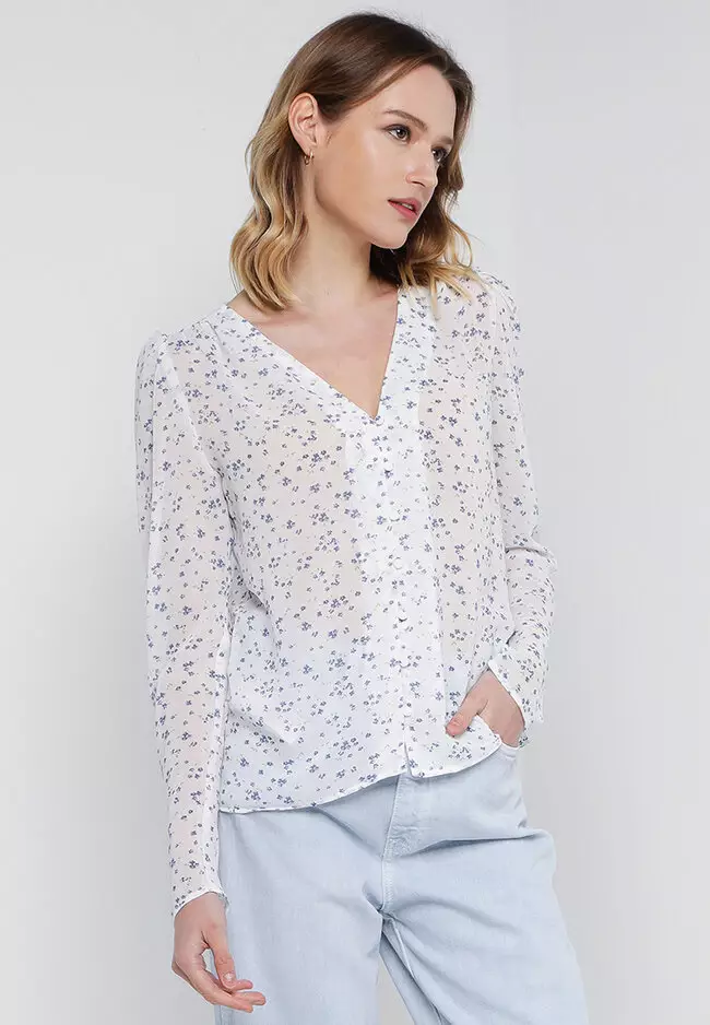 Printed Puff Sleeves Blouse
