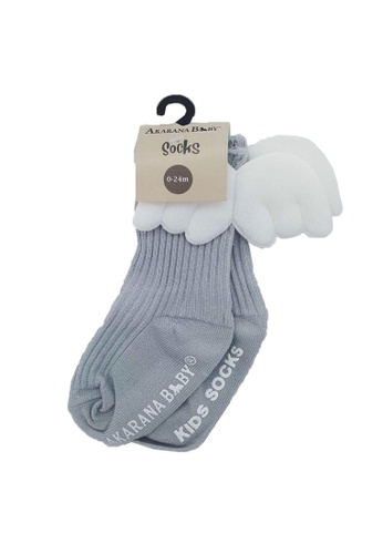 AKARANA BABY grey Winged Socks (Grey) 222E9KA10B3B74GS_1
