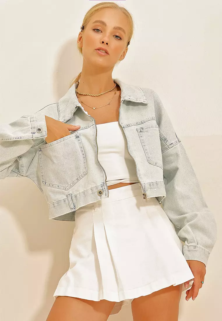 Buy Alacati Crop Denim Jacket 2024 Online ZALORA Singapore