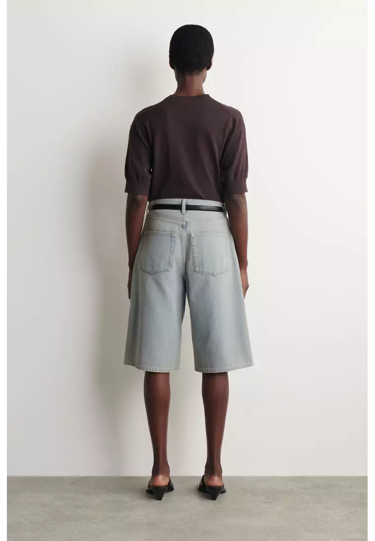 KNEE-LENGTH DENIM SHORTS
