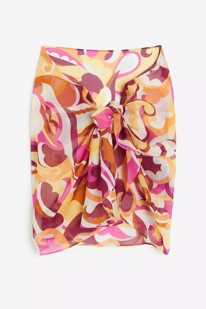 Pink chiffon skirt online h&m