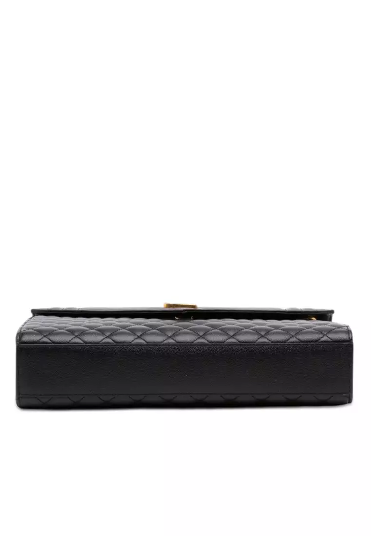 Pre-Loved Saint Laurent Medium Grain De Poudre Triquilt Monogram Envelope Bag