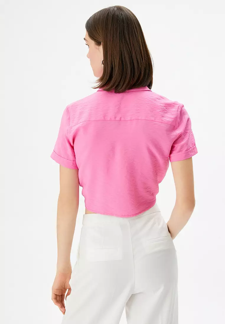 Front Tie Crop Buttoned Shirt