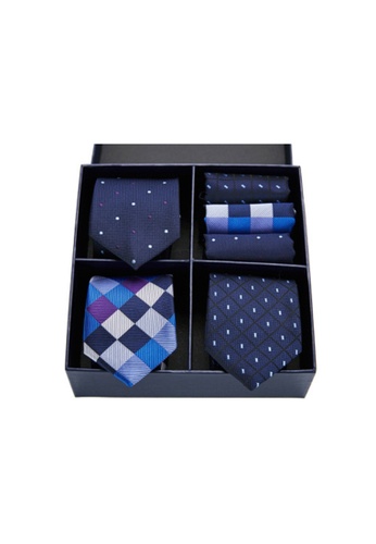 Kings Collection blue Tie, Pocket Square 6 Pieces Gift Set (UPKCBT2113) CE368AC35376D6GS_1