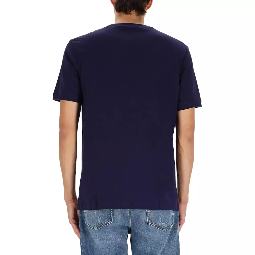 Diragolino Logo-Label T-Shirt in Cotton Jersey Blue