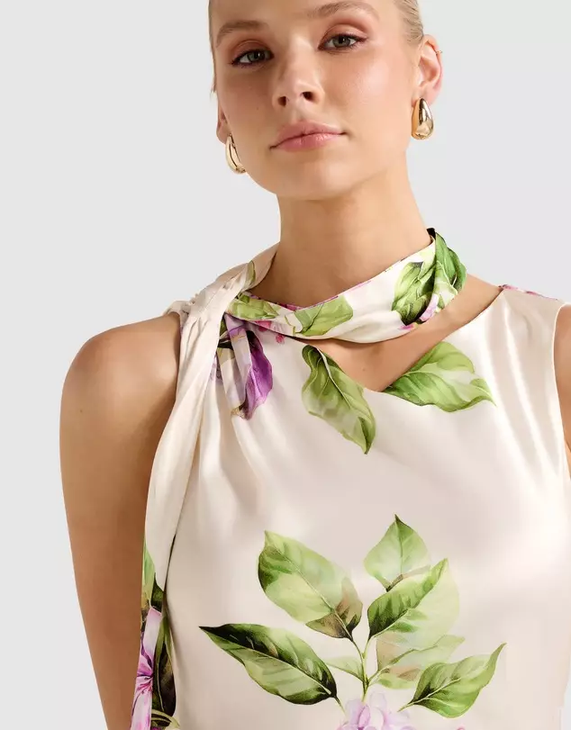 Ariane Tassel Scarf Satin Maxi