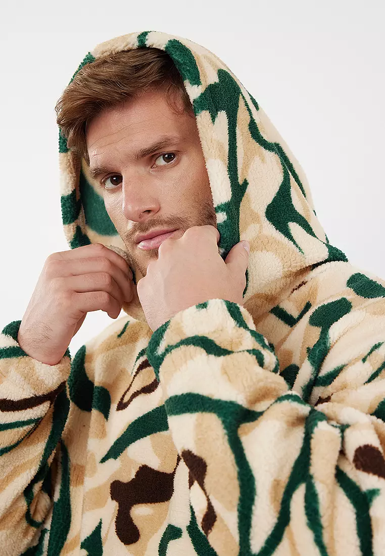 Printed Sherpa Hoodie