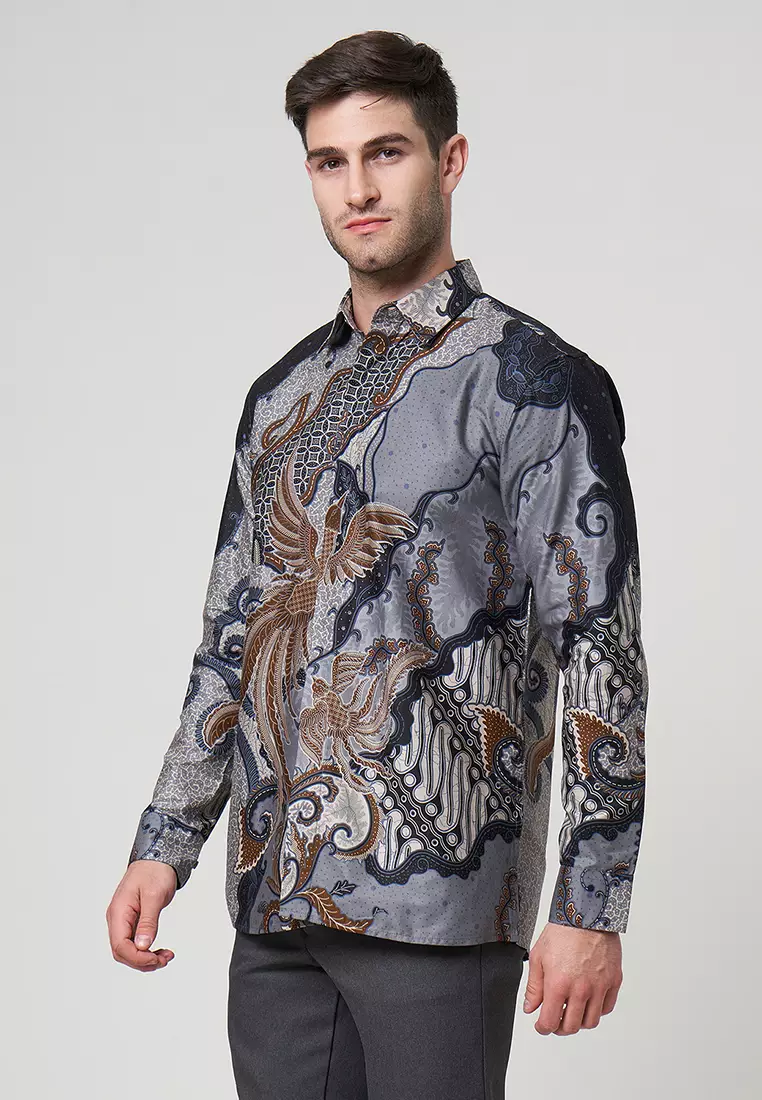 Slimfit Argya Brown Kemeja Batik Pria Lengan Panjang